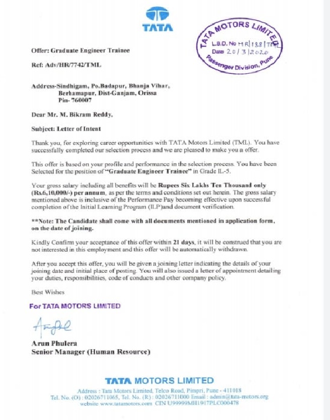 Akash Pathak Fake MD Of Tata Motors Issued Offer Letters