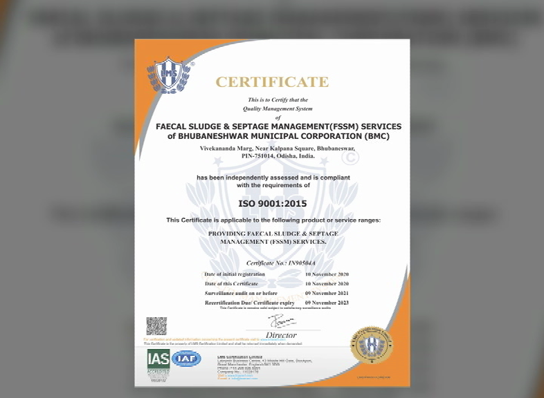 BMC Received IOS Certificate For Faecal Sludge & Septage Management In Country As First Muncipal 