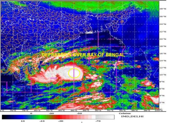 WELL MARKED LOW PRESSURE AREA CONCENTRATED INTO A DEPRESSION OVER SOUTHWEST BAY OF BENGAL