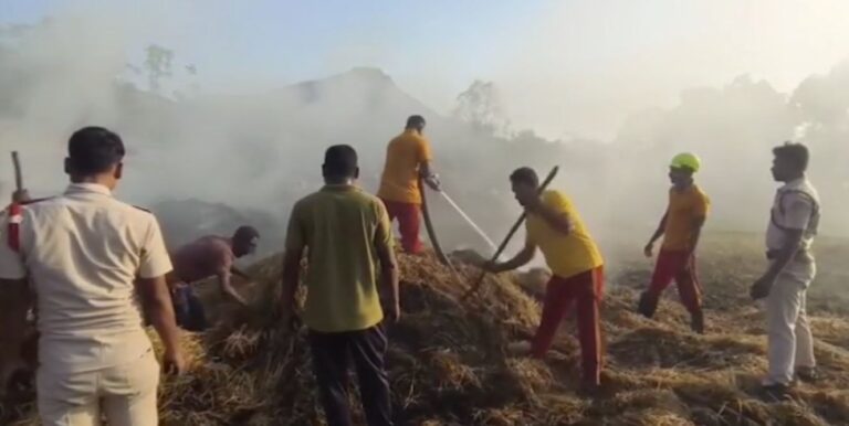 ଖଳାରେ ନିଆଁ ଲାଗି ଲକ୍ଷାଧିକ ଟଙ୍କାର ଧାନ ନଷ୍ଟ